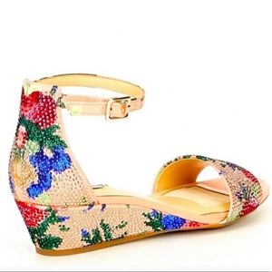 NWOT Alex Marie Rhinestone Wedge Sandal Sz 10
